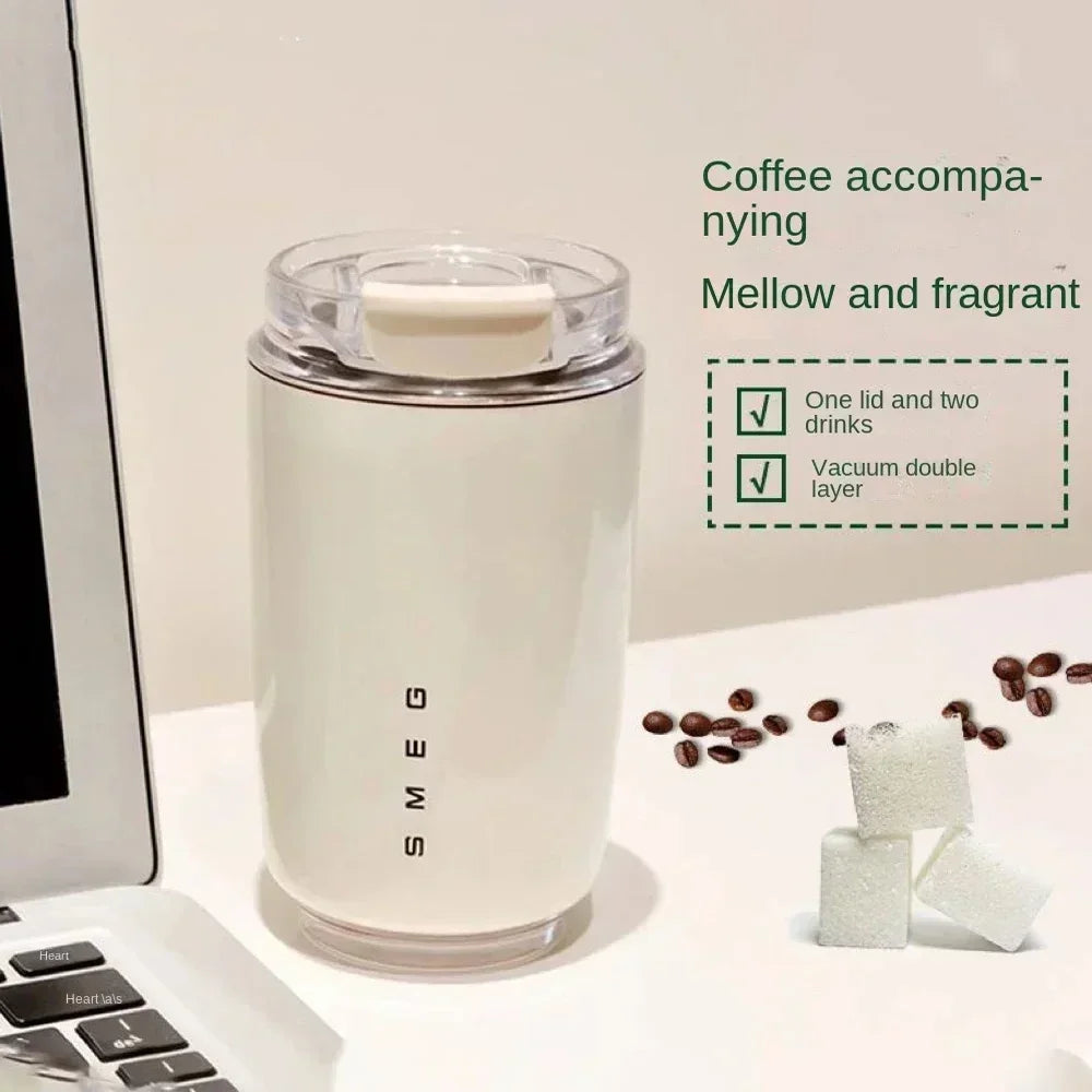 Milky White Insulated Stainless Steel Travel Tumbler Thermos Mug