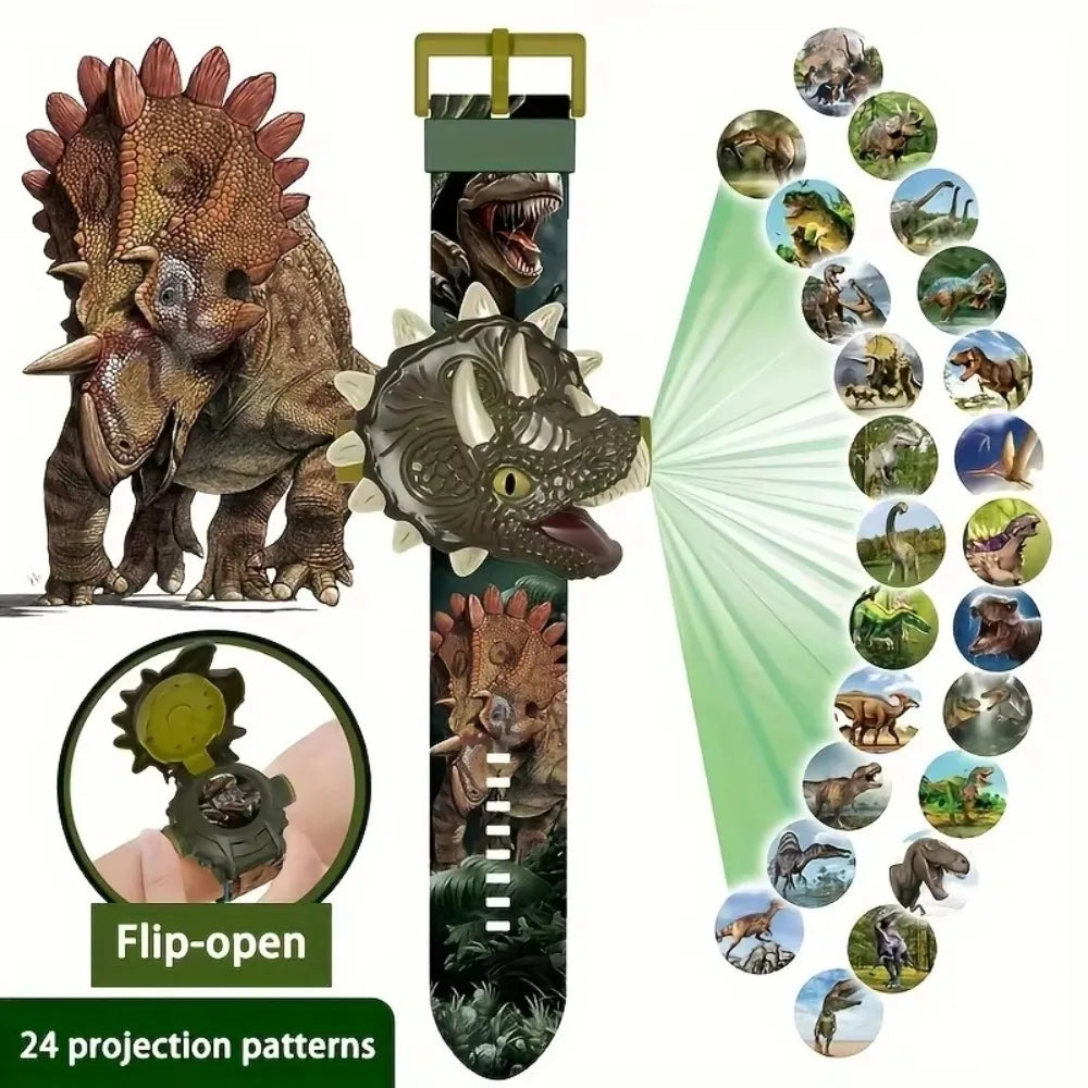 Montre électronique de projection de dinosaures 3D pour enfants