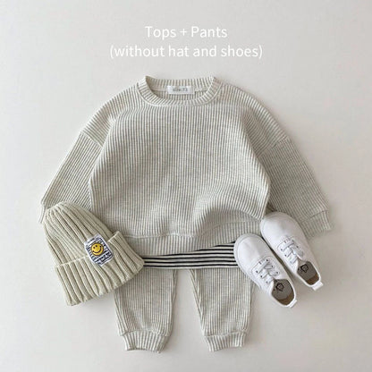 Baby Waffle material clothing suit for boys and girls