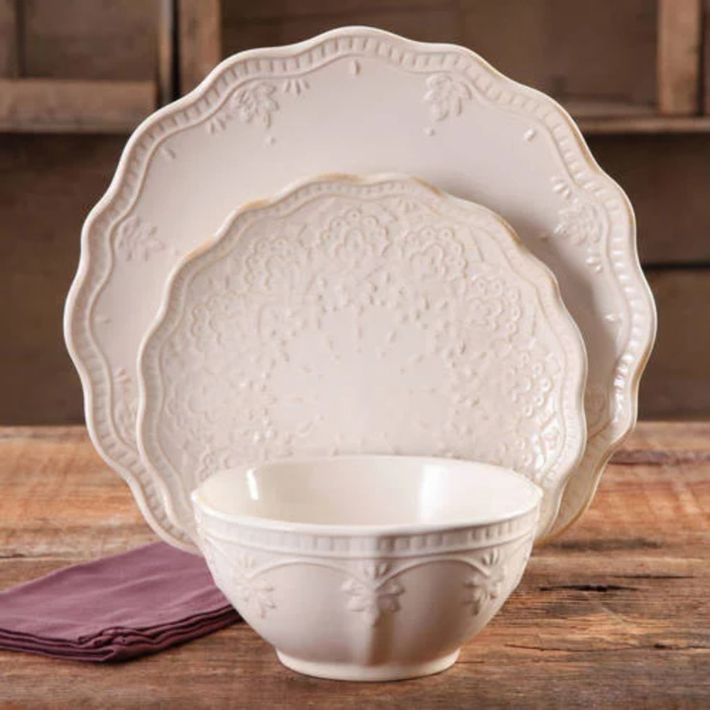 Linen Lace 12-Piece Dinnerware Set