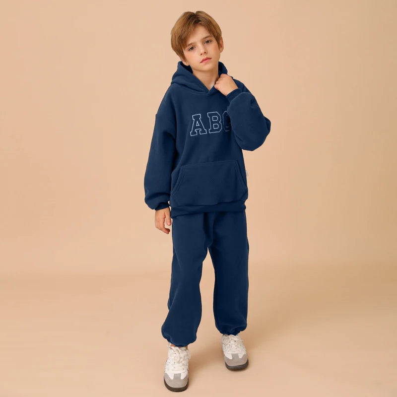 Kids' Winter Hoodie Set - Fur-Lined 2-Piece Tracksuit
