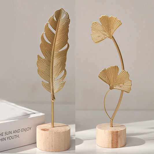 Gold Ginkgo Leaf Iron Crafts Modern Living Room Decoration