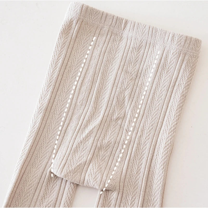 Leggings chauds en coton pour filles - Motif floral en dentelle 