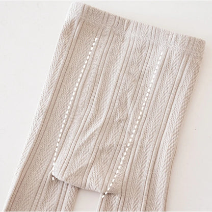 Leggings chauds en coton pour filles - Motif floral en dentelle 