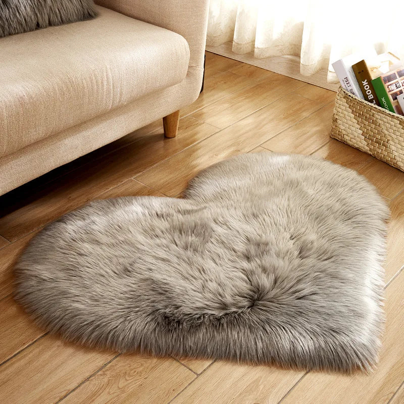 Heart Shaped Fluffy Shag Area Rug