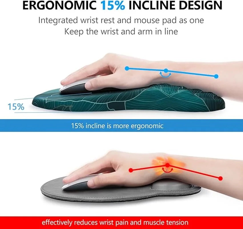 Ergonomic Memory Foam Mouse Pad with Wrist Rest - Pain Relief Support