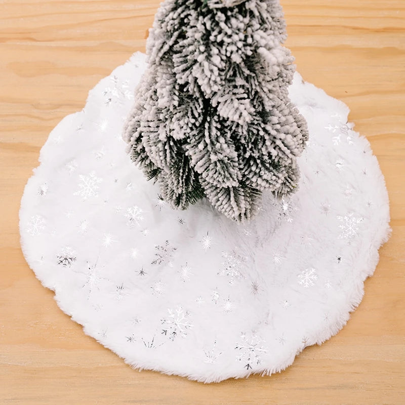 Jupe d'arbre en peluche avec flocons de neige à paillettes pour décoration festive