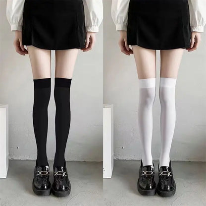 Solid Color Lolita Stockings - Black & White