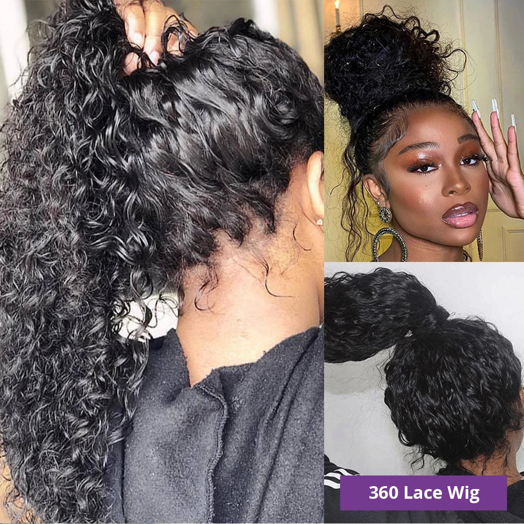 Water Wave Frontal Curly Lace Closure Human Hair Wig Women