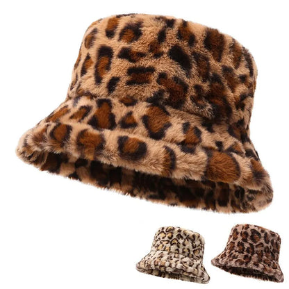 Women's Leopard Print Winter Bucket Hat