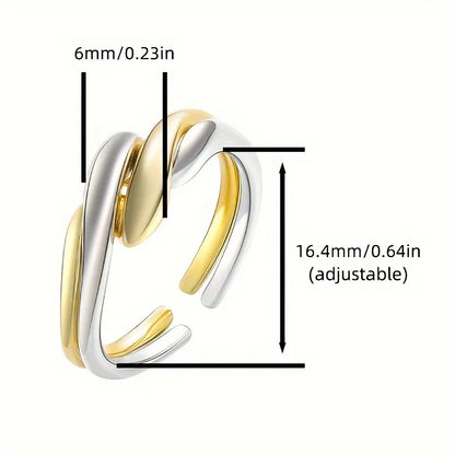 Bagues empilables bicolores en argent sterling 925 pour femmes (lot de 2)