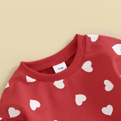 Infant Baby Girls Boys Fall Outfits Heart Print  Clothing