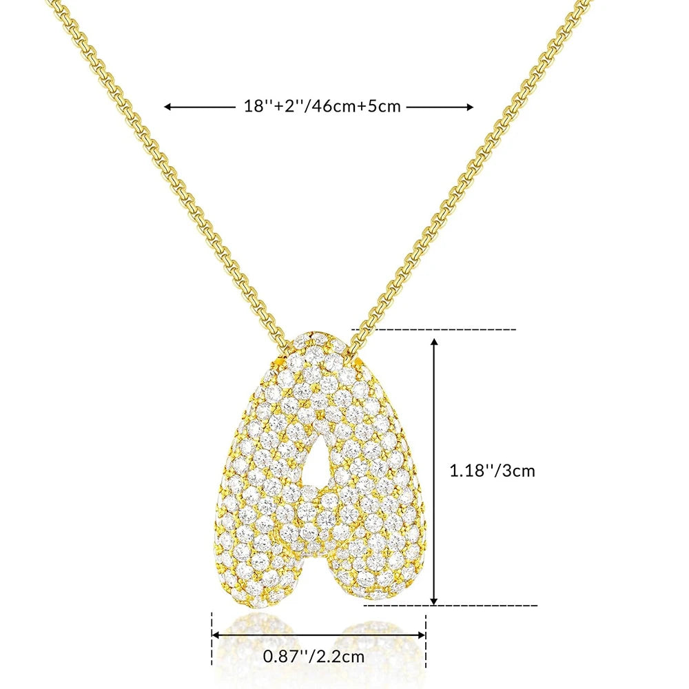 Gold Plated Zircon Initial Necklace A-Z Pendant