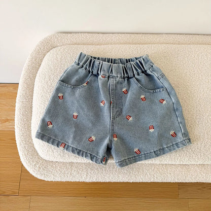 Modische Denim-Shorts für Mädchen mit Print – stilvoll