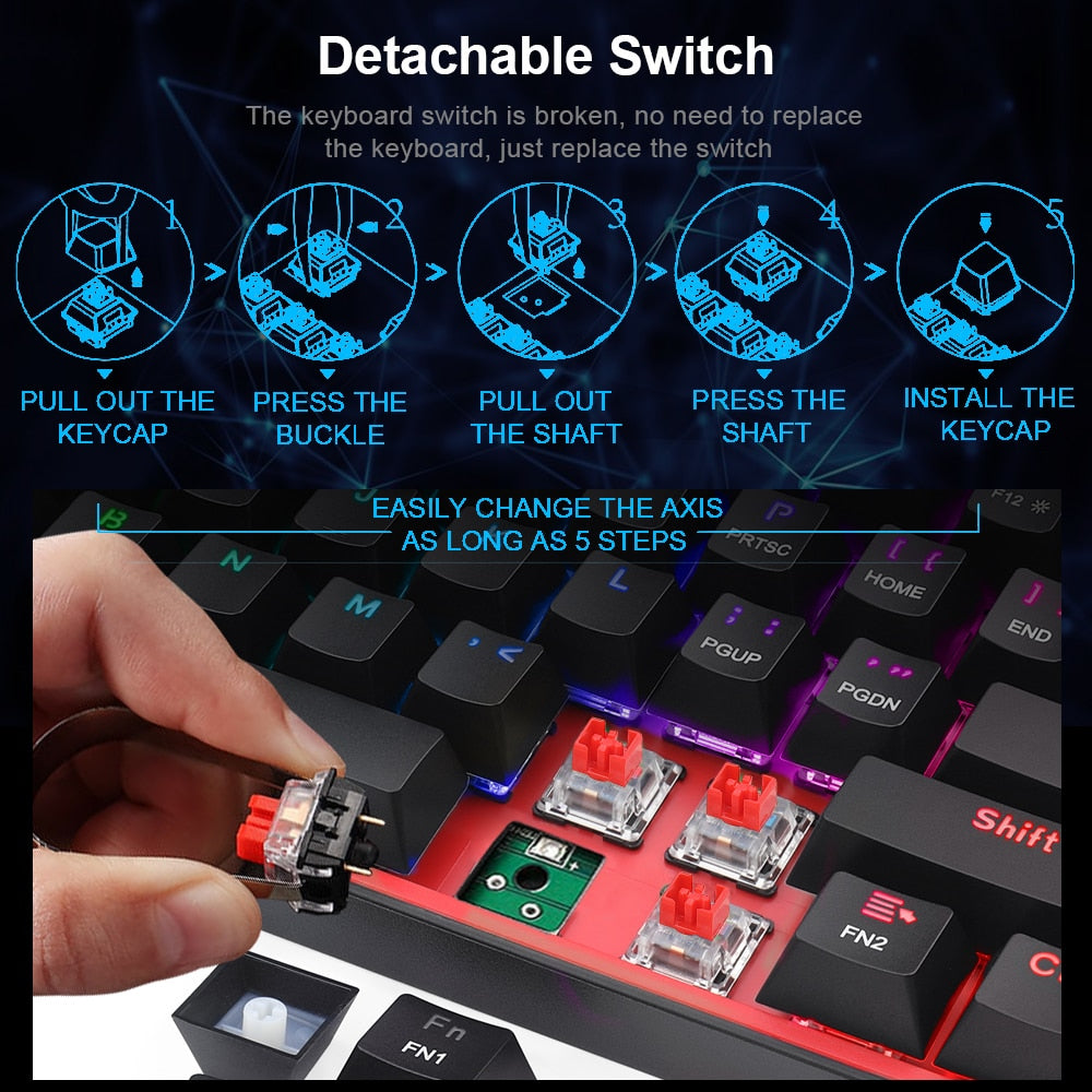 Mechanische USB-Mini-Gaming-Tastatur mit Kabel