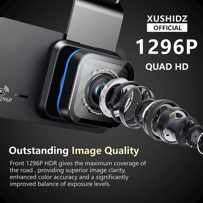Caméra de tableau de bord avec caméra de stationnement DVR à double canal et vision nocturne, capteur G et WIFI