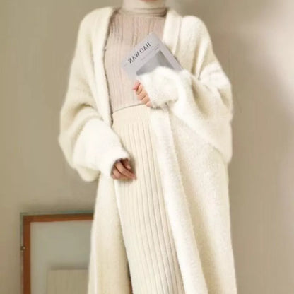 Cozy Winter White Long Cardigan Set