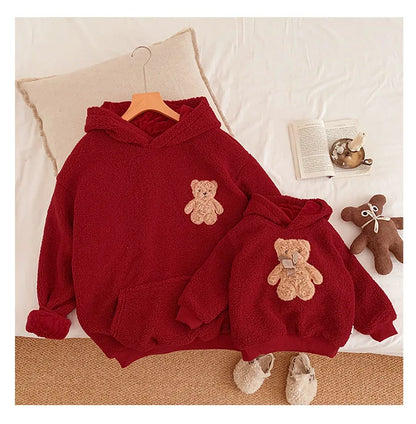 Red Rose Fuzzy Fleece Hoodies for Kid Girls