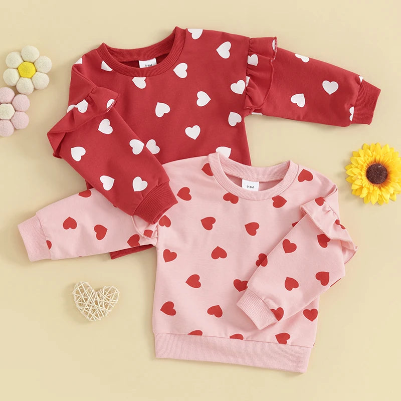 Infant Baby Girls Boys Fall Outfits Heart Print  Clothing