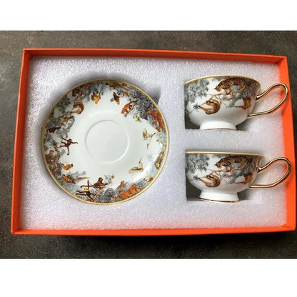 Bone Coffee Cups & Saucers Set Gift