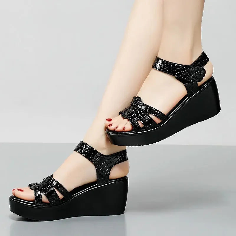 Gold Thick Sole High Heels Shoes