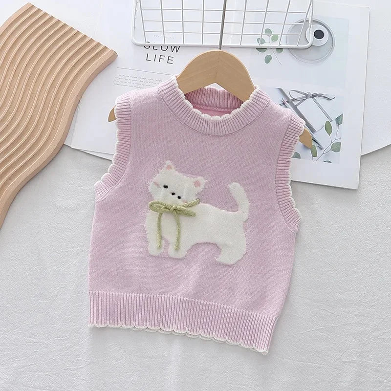 Kuscheliger Strickwestenpullover für Mädchen