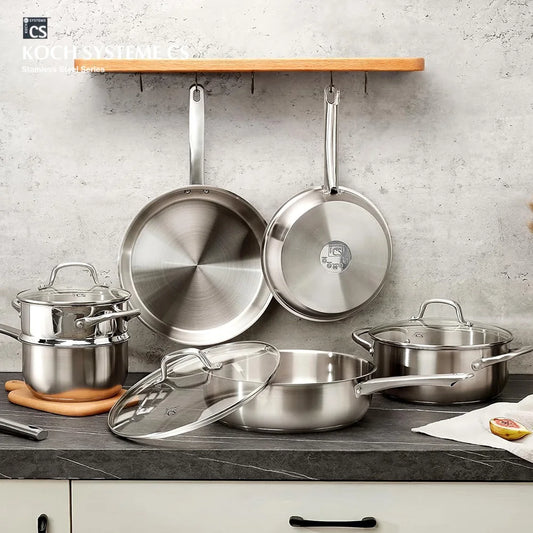 Ensemble de cuisine 3 couches en acier inoxydable antiadhésif, lavable au lave-vaisselle