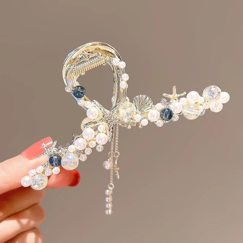 Chic Tassel Butterfly Pearl Clip