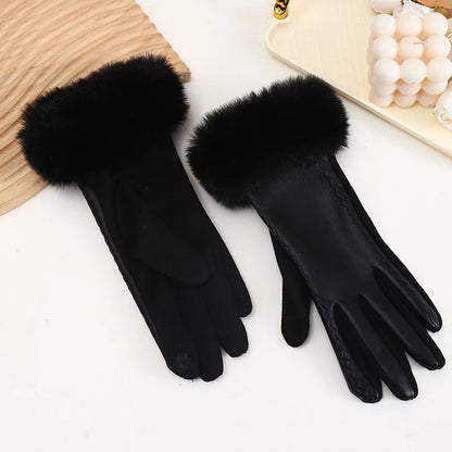 Women's Thermal Lining PU Leather Winter Gloves