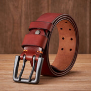 4.3cm Thick Real Cowskin Genuine Leather Belt For Men Luxury Designer Male Belt Double Pin Buckle Cowboy Jeans Strap Homme