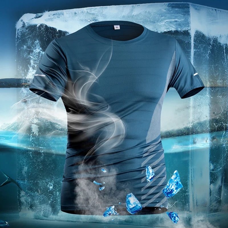 Men's Short Seleve Quick Dry Ice Silk Sport Running T-Shirts