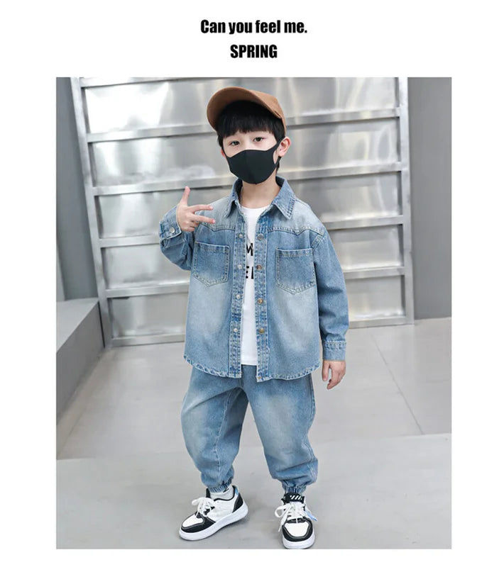 Boys Denim Jacket & Casual Outfit Set