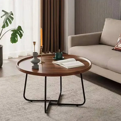 Round Coffee Table with Open Storage