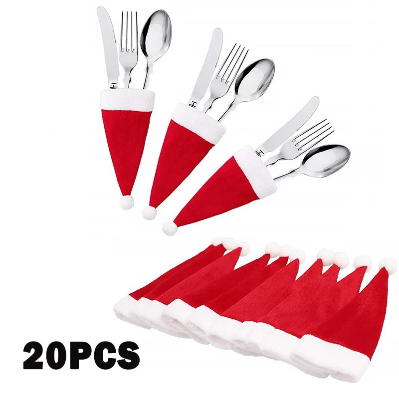 Merry Christmas Tableware Bag Holder & Cutlery Decor