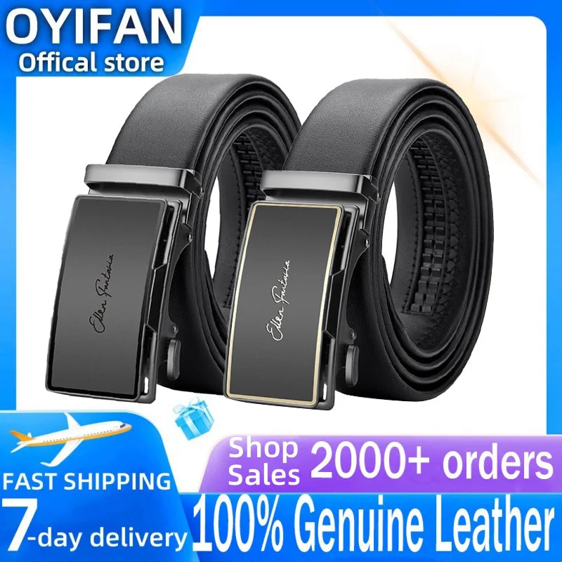 OYIFAN Ceinture à cliquet en cuir véritable