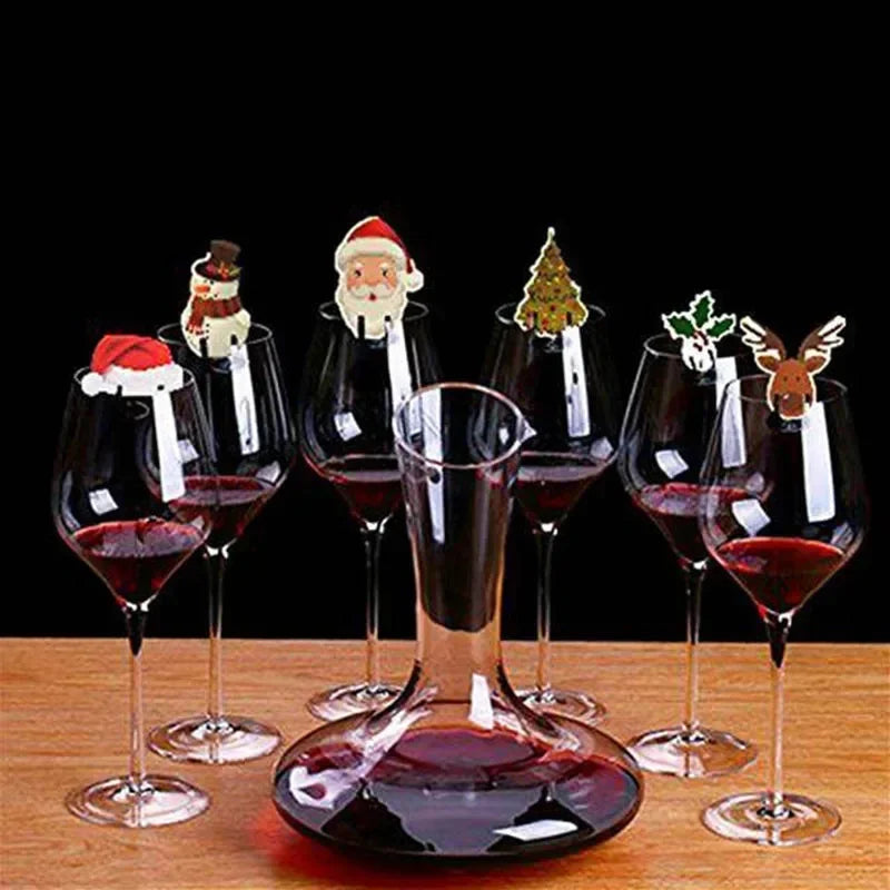 10pc Santa Hat Wine Glass Cards