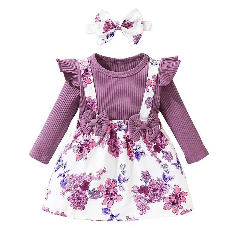 Adorable tenue florale rose pour bébé fille pour le printemps et l'automne