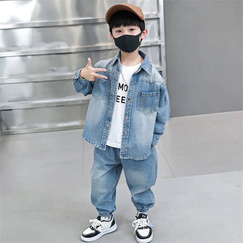 Boys Denim Jacket & Casual Outfit Set