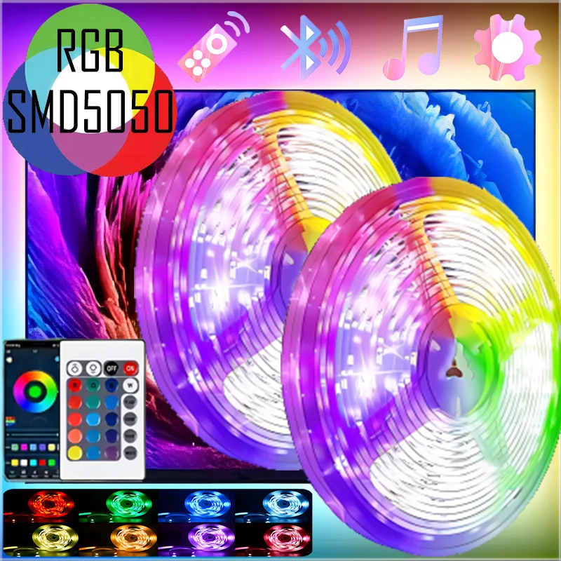 Bande lumineuse LED RGB 5050 avec Bluetooth et télécommande pour rétroéclairage du téléviseur