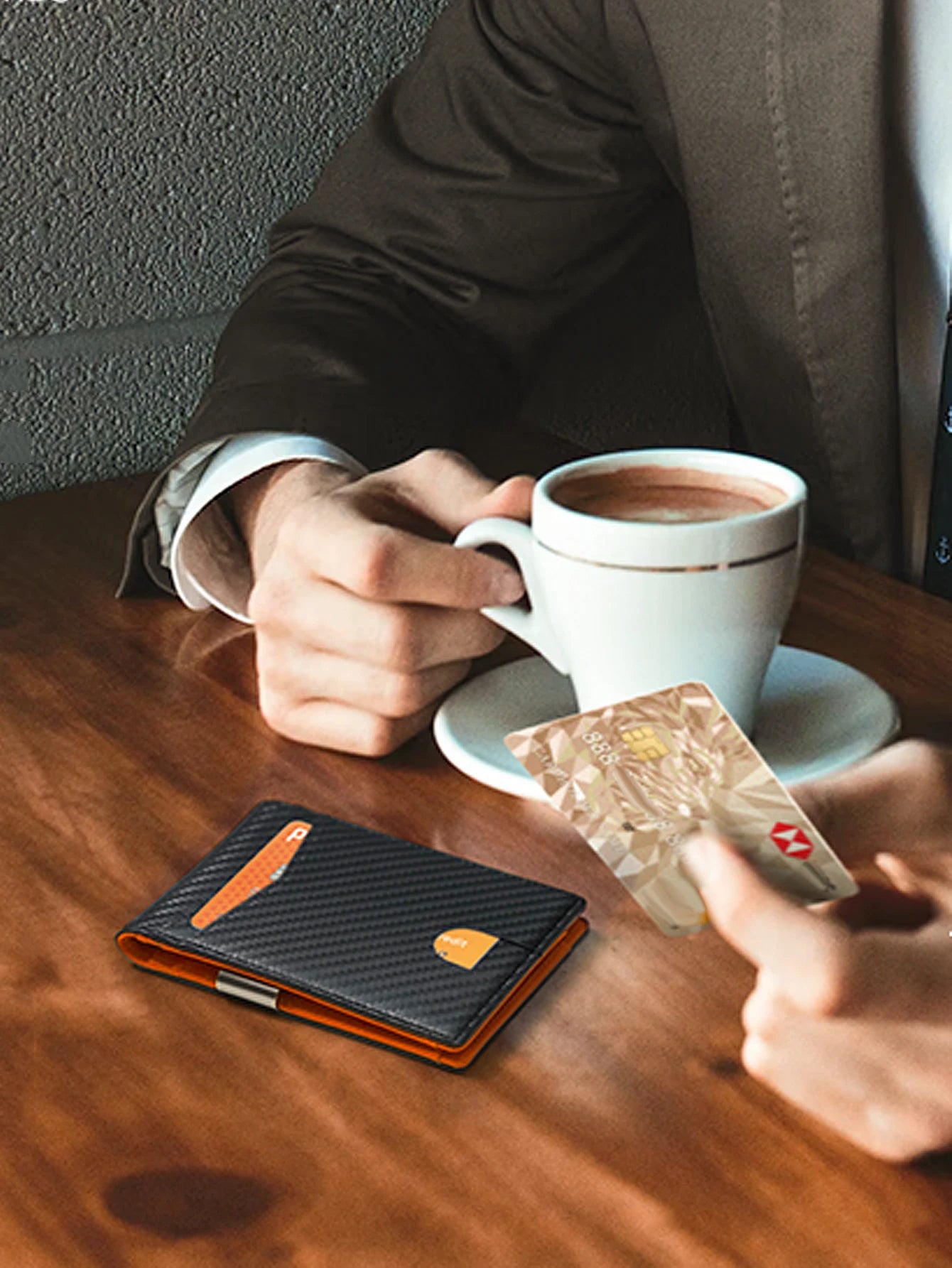 Portefeuille ultra-mince bloquant les RFID pour hommes, support portable minimaliste pour 12 cartes