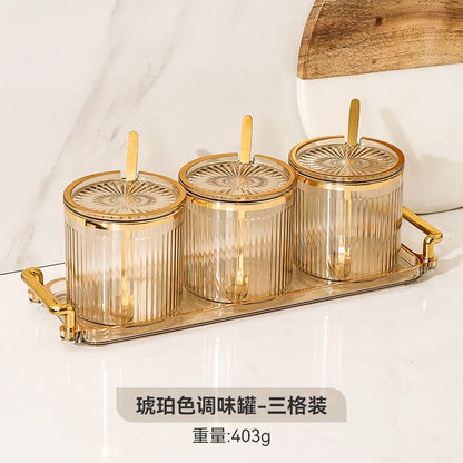 European Acrylic Striped Seasoning Jar Set
