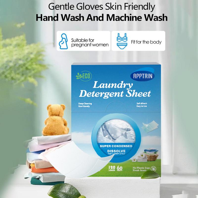 60 natürliche Wäschestreifen für eine gründliche Reinigung