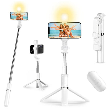 Lighted Wireless Bluetooth Selfie Stick Foldable