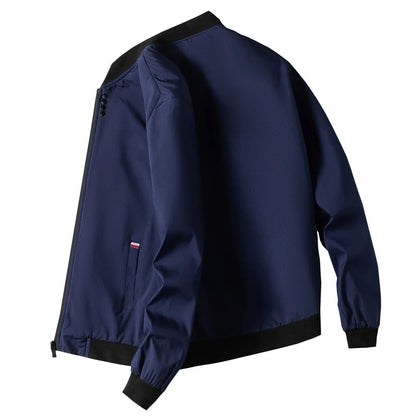 Veste coupe-vent zippée à col de baseball solide pour hommes