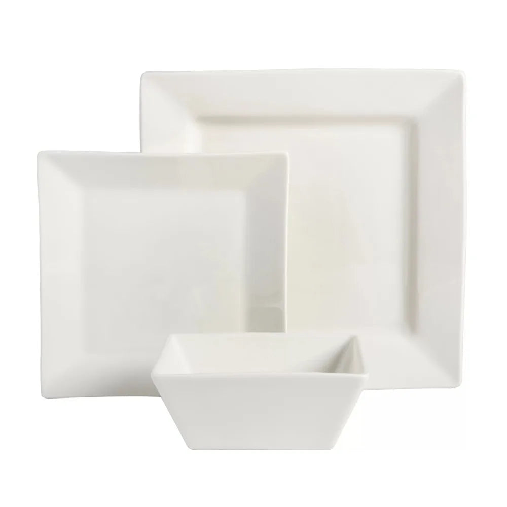 White Square Dinnerware Set - 12 Pieces