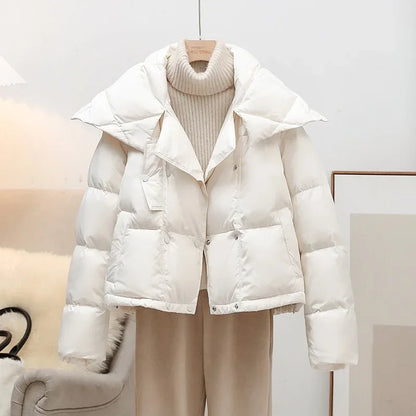 Korean Fluffy Hooded Bread Down Jacket