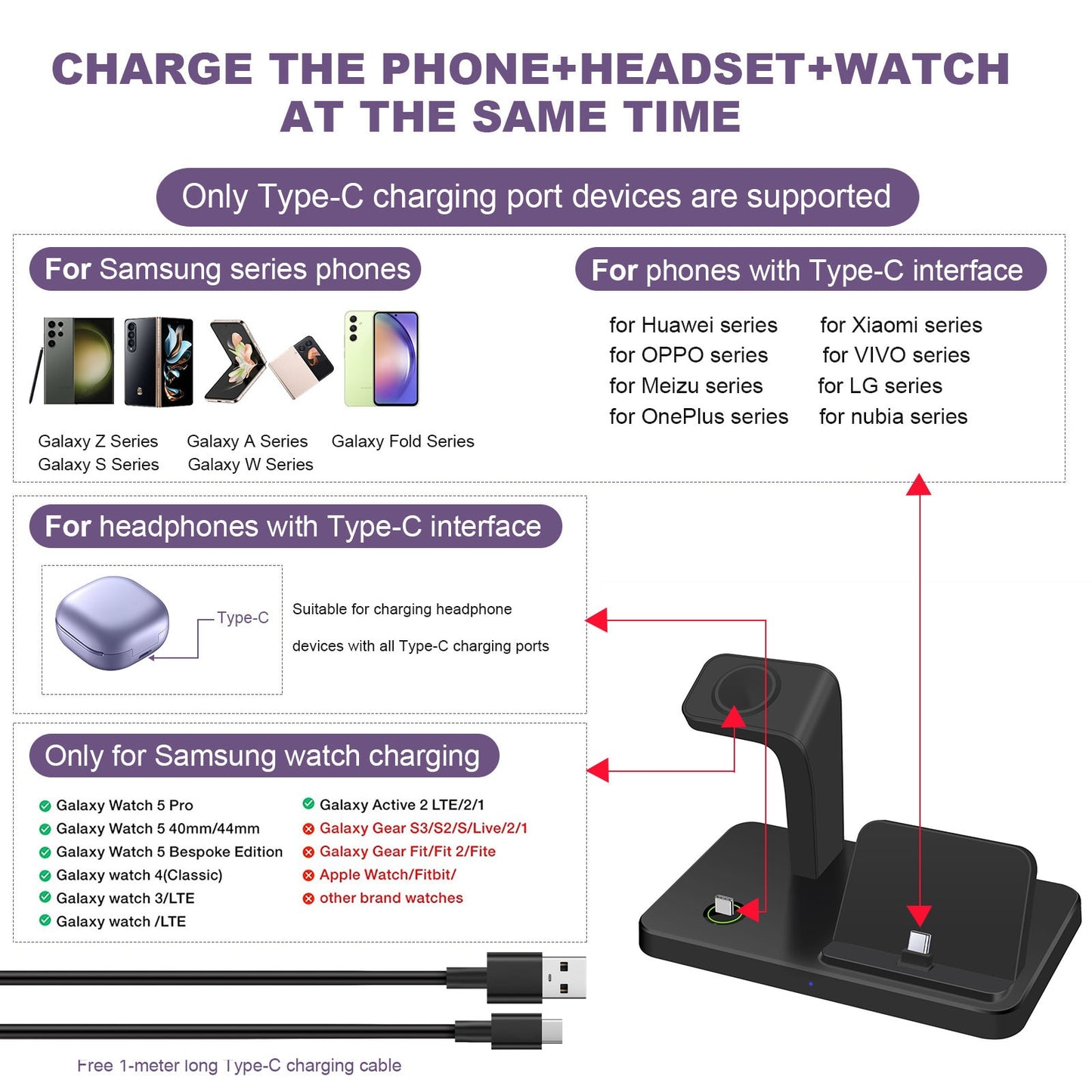 Samsung Galaxy 3-in-1 Wireless Charger Stand