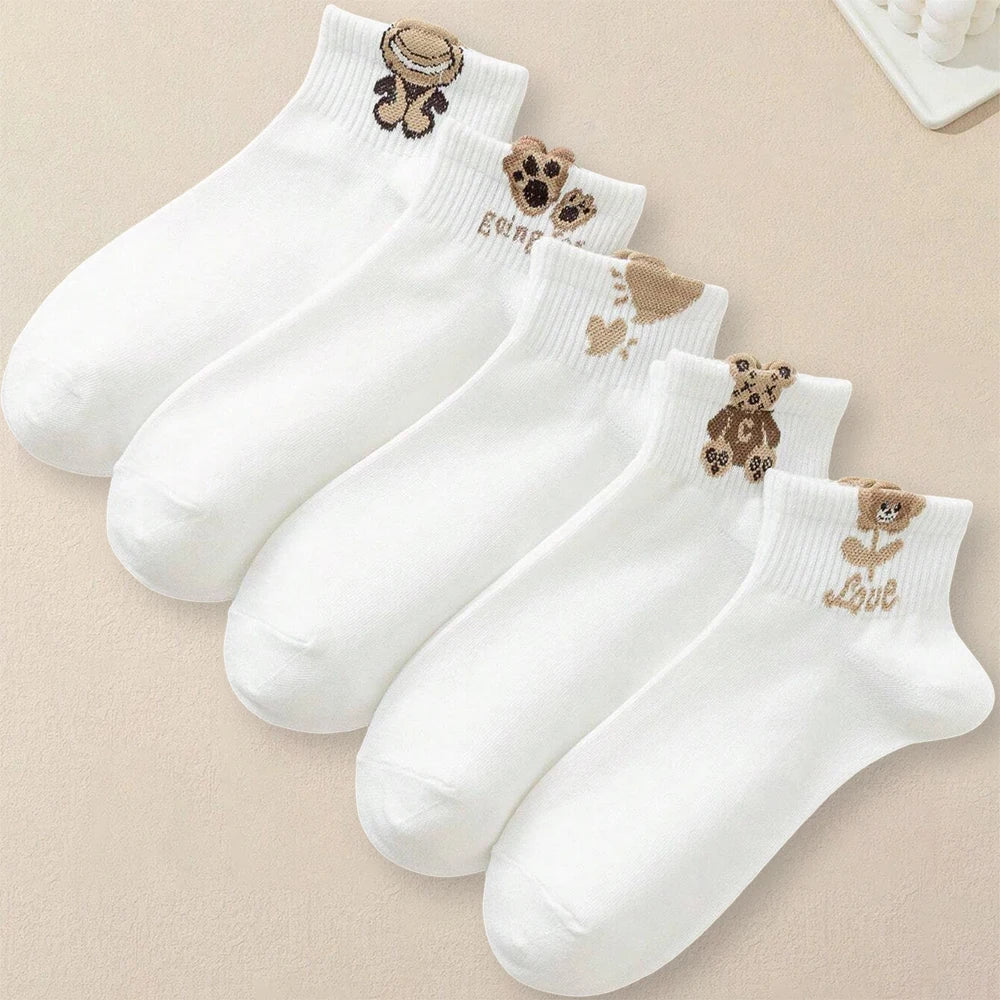 Women's Breathable Teddy Bear Ankle Socks