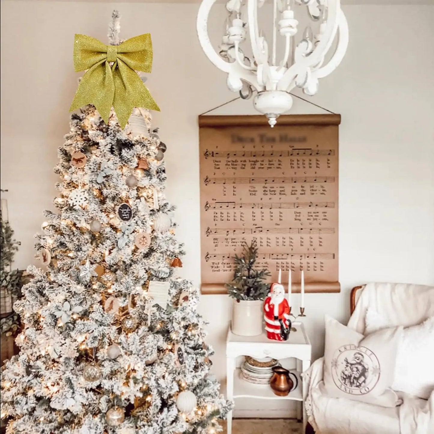 Décoration d'arbre de Noël étoiles à paillettes dorées/argentées