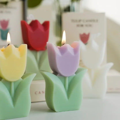 Bougies d'aromathérapie à la fleur de tulipe - Décoration de chambre esthétique